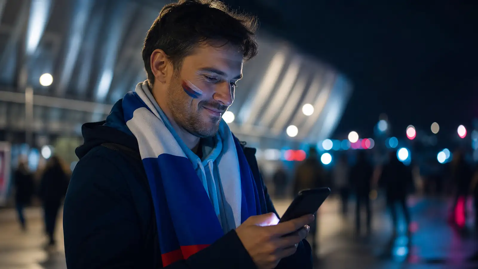 Odrasel navijač po nočni tekmi preveri telefon