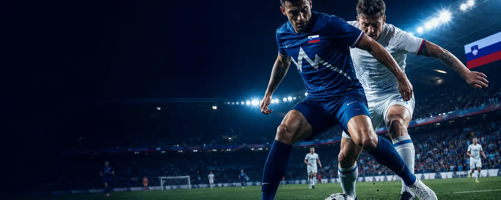 Nogometaši na nočni tekmi v slovenskem stadionu